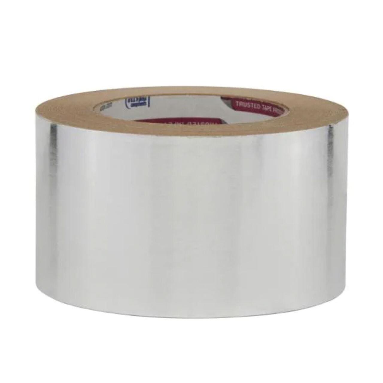 A roll of Go Build 2.83 in. x 50 yds. 330X Extreme Weather HVAC Foil Duct Tape, with a cardboard core, is displayed on a plain white background.